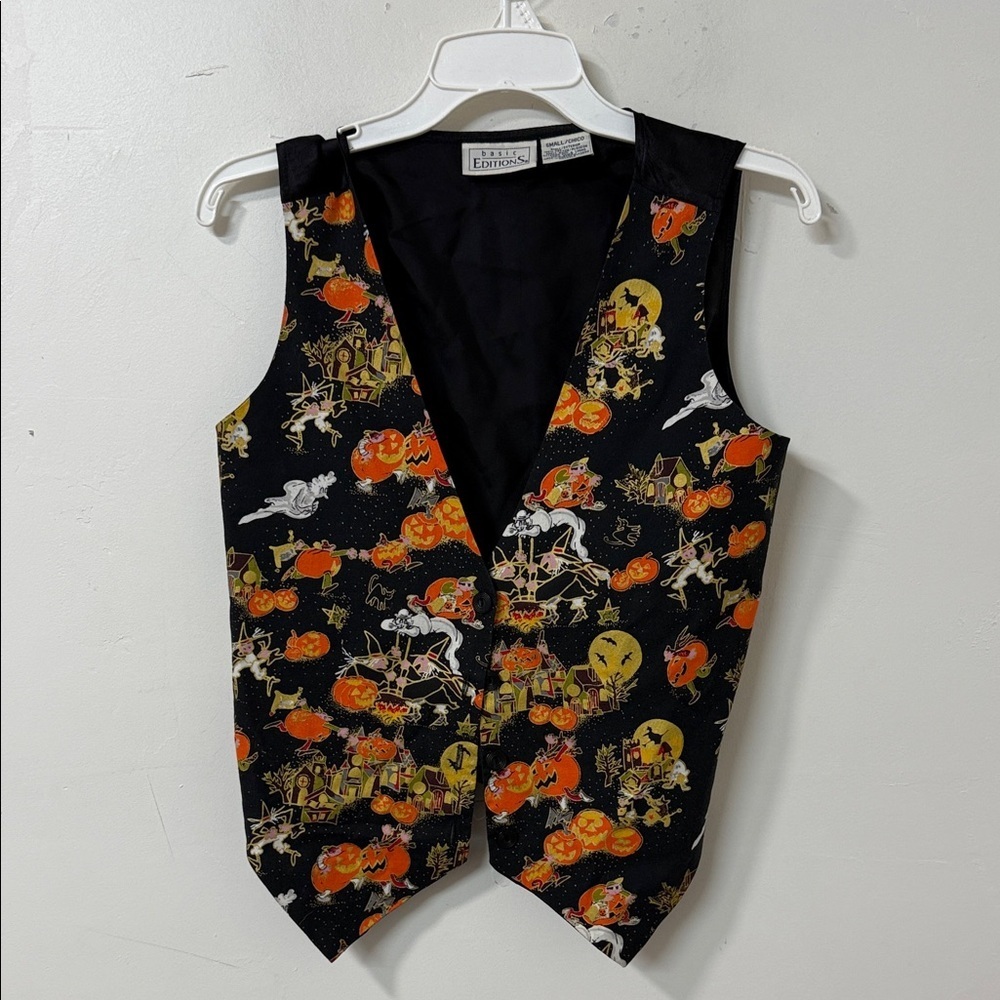 Basic Editions Black and Orange Halloween Vest 90’s vintage